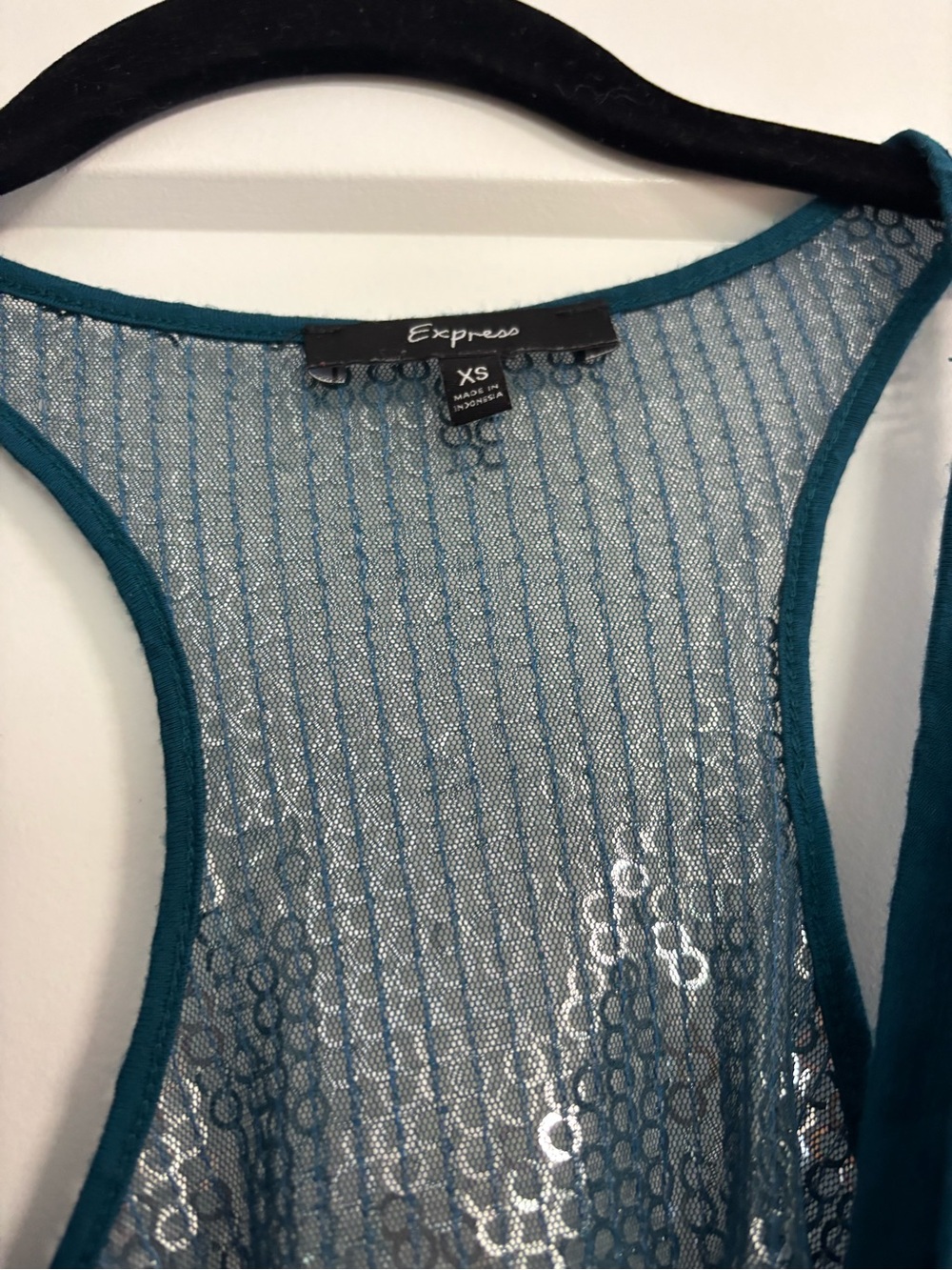 Express Teal Draped Racerback Tank - Picture 3 of 3